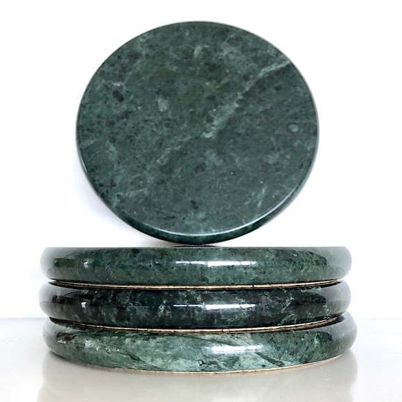 Vintage Other - A Set of 4 Natural Stone Coasters/w Cork Backing